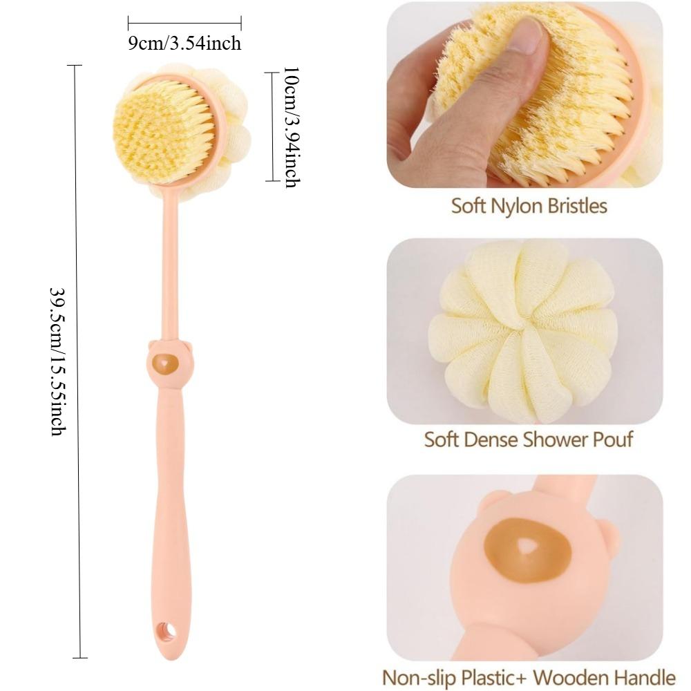 Bath Brush Back Body Bath Shower Sponge Scrubber Brushes With Handle Exfoliating Scrub Skin Massager Exfoliation Bathroom Brush