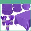 Thickened Party Purple Theme Set Paper Plates Cups Napkins Disposable Decor Supplies