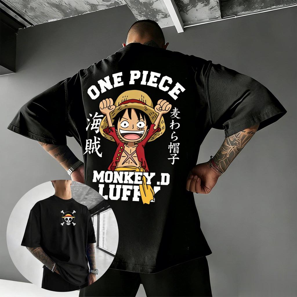 Bandai One Piece Luffy Print Kurzarm Locker Herren und Damen Sommer Pendeln Atmungsaktiv Sport Baumwolle T-Shirt 2026