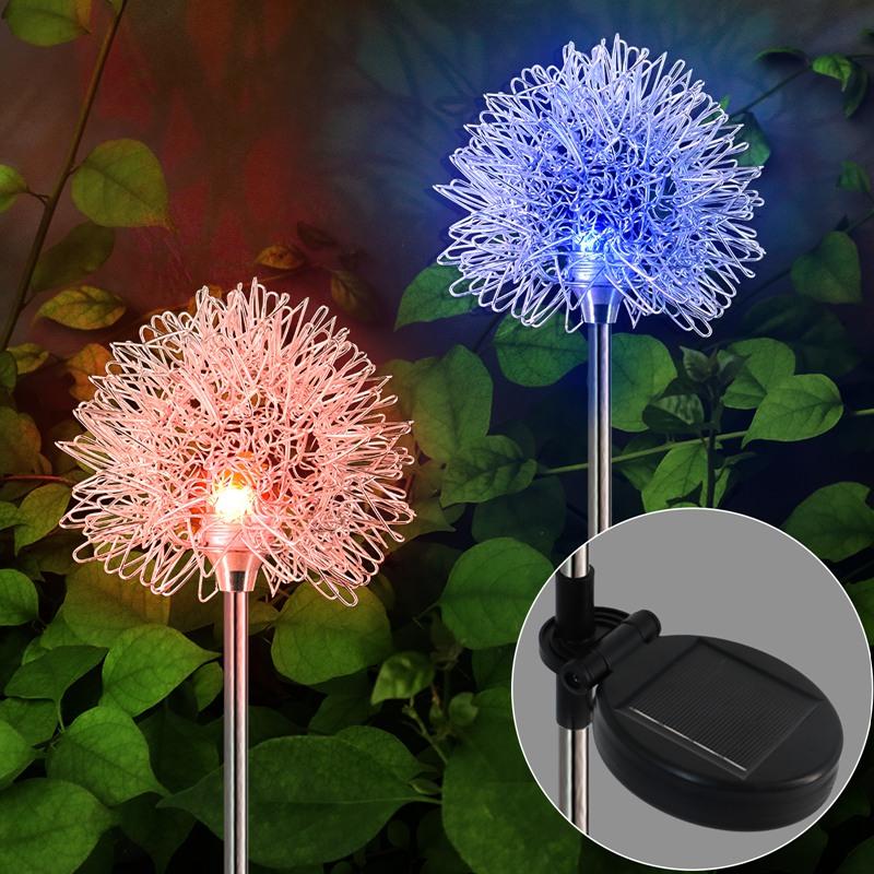 Solar Viewing Lights Dandelion Modern Simple Outdoor Garden Courtyard Dandelion Aluminum Wire Ball Lamp Villa Lawn Decoration
