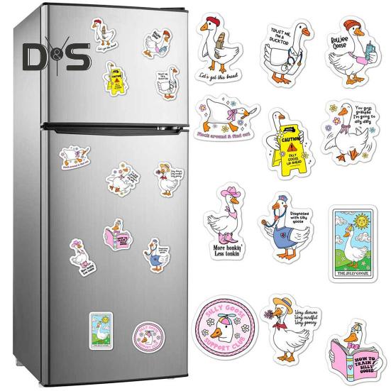 12Pcs Silly Goose Refrigerator Magnet Home Office Kitchen Locker Refrigerator PVC Waterproof Cartoon Animal Magnetic Decoration Ornament