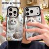 Phone Case: 2D Flat Design, Suitable for iPhone 18, 17, 16, 15, 14, 13Pro, Color Silver Protective Case, Couple Style, Studded Ragdoll Cat, Christmas 