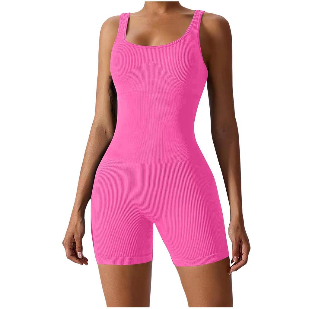 Quick-Drying Ribbed Yoga & Dance Bodysuit with Shorts