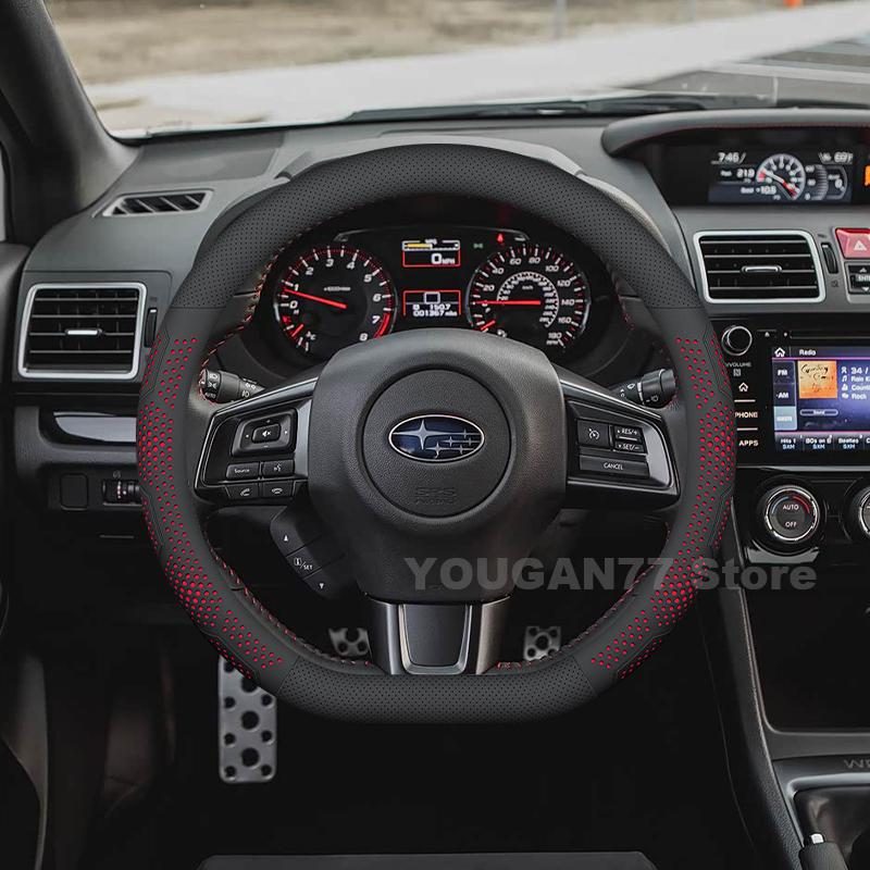 BFH1 Leather Car Steering Wheel Cover For Subaru WRX XV 2018-2024 2025 Ultra Thin Non-slip Auto interior Subaru WRX Accessories 2025