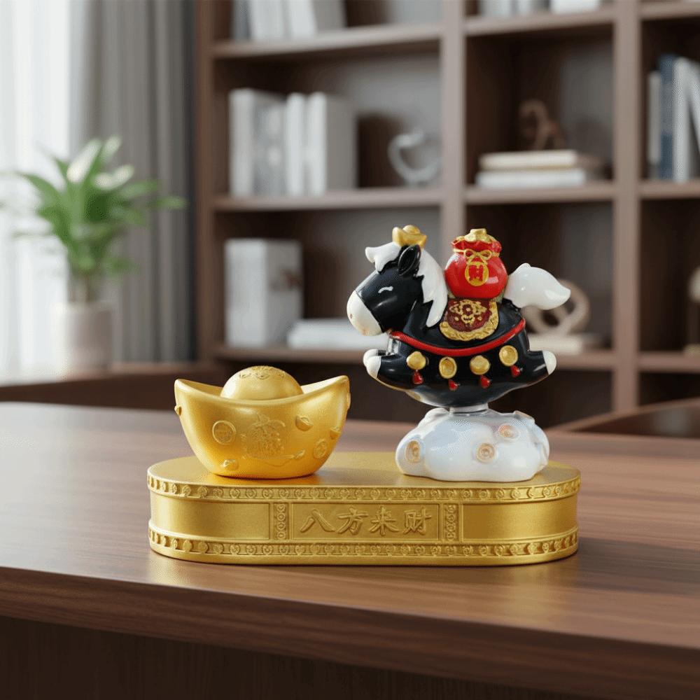 Creative Chinese New Year Horse Ornament Good luck Blessing words Zodiac Horse Ornaments Year of The Horse Handcrafted