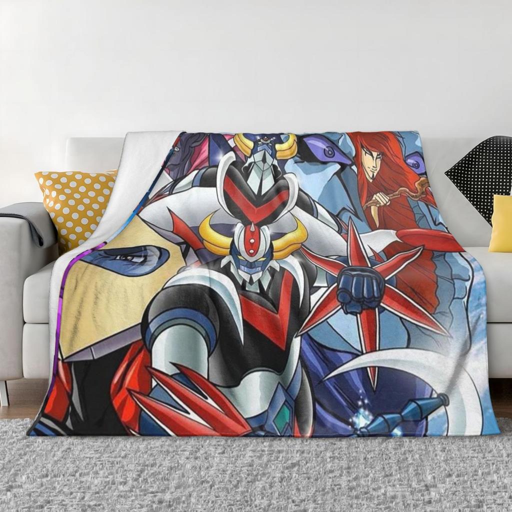 UFO Robot Goldorak Grendizer Anime Mechanical Warrior Blankets Soft Warm Flannel Throw Blanket Plush for Bed room Picnic Couch