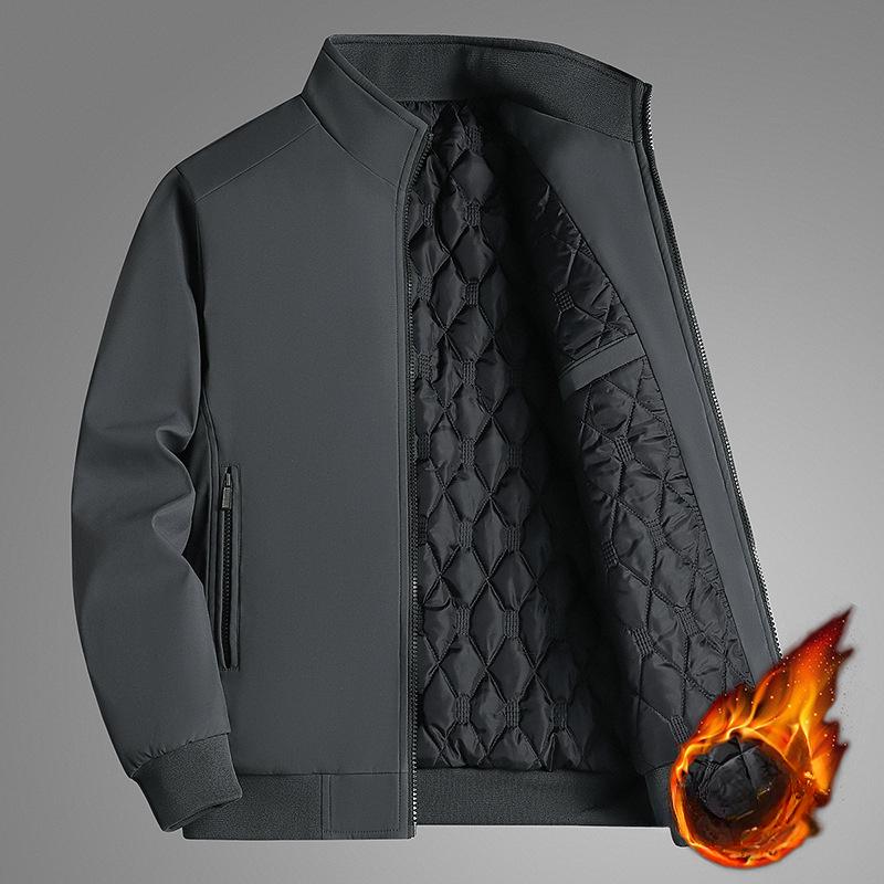 Jacke Herrenjacke mit Baumwolle verdickt Thermisch Stehkragen Oberteil Übergröße Lässig Baumwollgepolsterte Kleidung