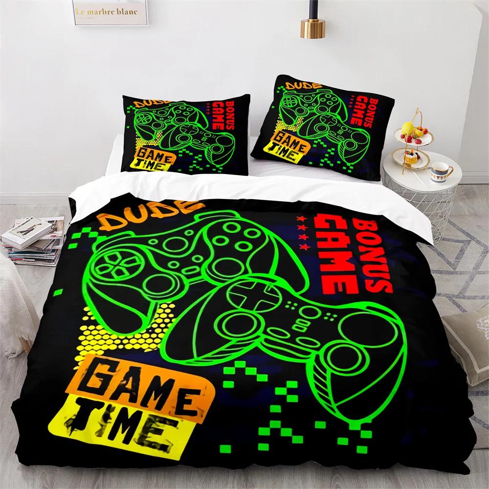 Boy's Gamepad Duvet Cover Set Single Double Size For Boys Girls Game Lover Bedding Set Polyester Comforter Cover With Pillowcase