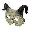 White 3D PU Foam Horned Devil Half Face Mask for Halloween Party