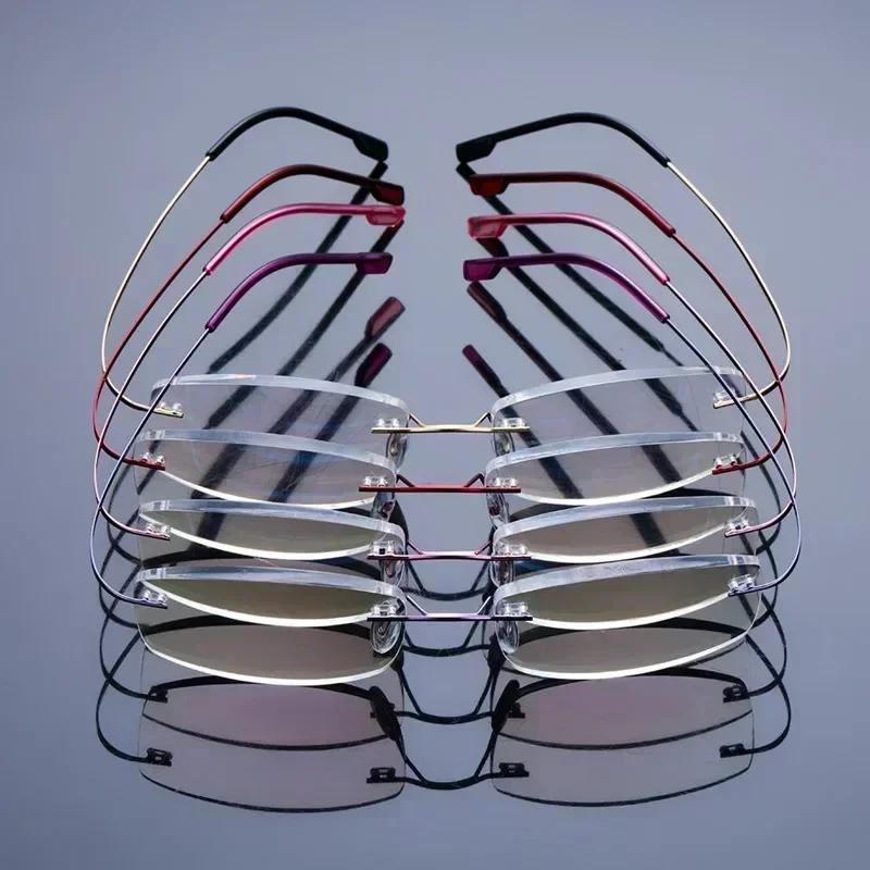 Business Framesless Spectacles Reading Spectacles Cut Edge Female Male Titanium Presbyopic Eyeglasses High-definition Eye Spectacles