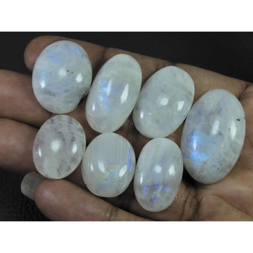 209Cts. Natural Rainbow Moonstone Oval Cabochon Loose Gemstone 07 Pcs Lot C-1652