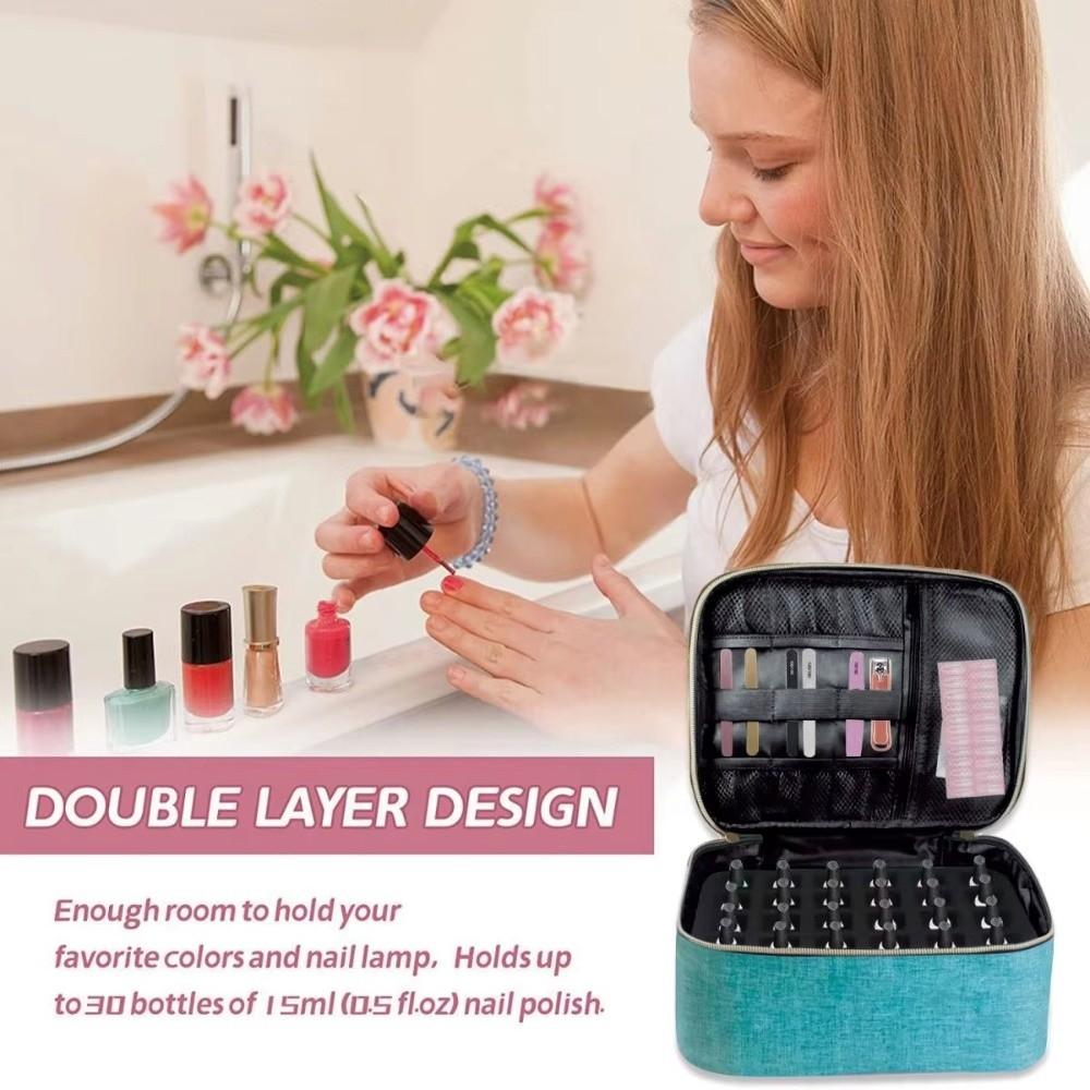 Double Nail Polish Organizer Portable Tote Cosmetic Organizer Gifts Nail Polish Storage Bag