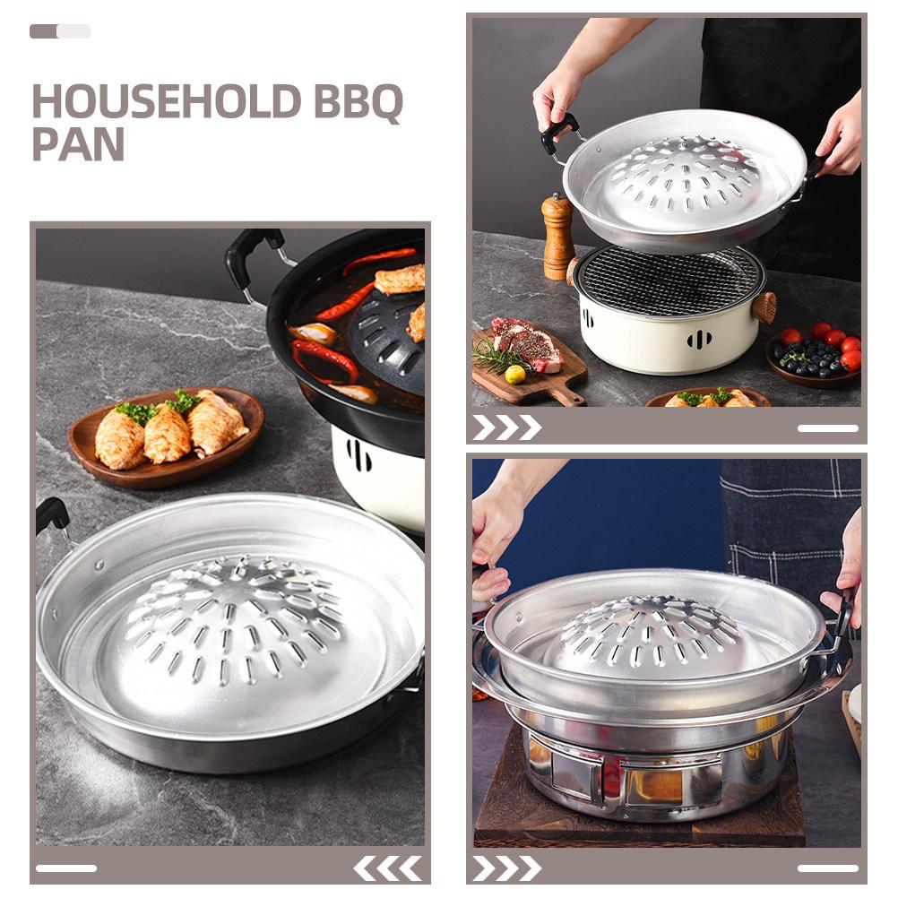 Reusable Household Bbq Grill Pan Lightweight Safe Material Easy Clean Surface for Outdoor Cooking Grilling Pan with Handle