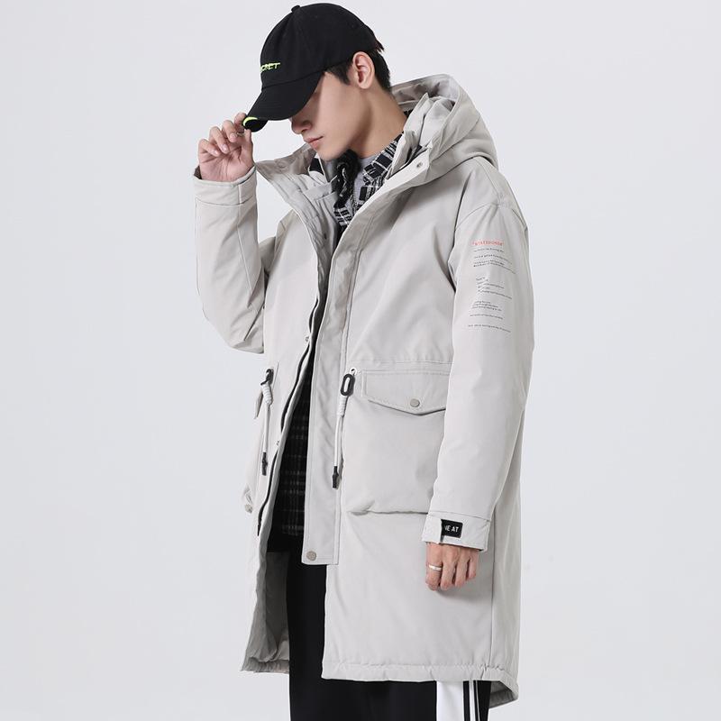 new Korean version handsome medium and long thickened tooling jacket winter clothing Internet celebrities with the same cold clothing