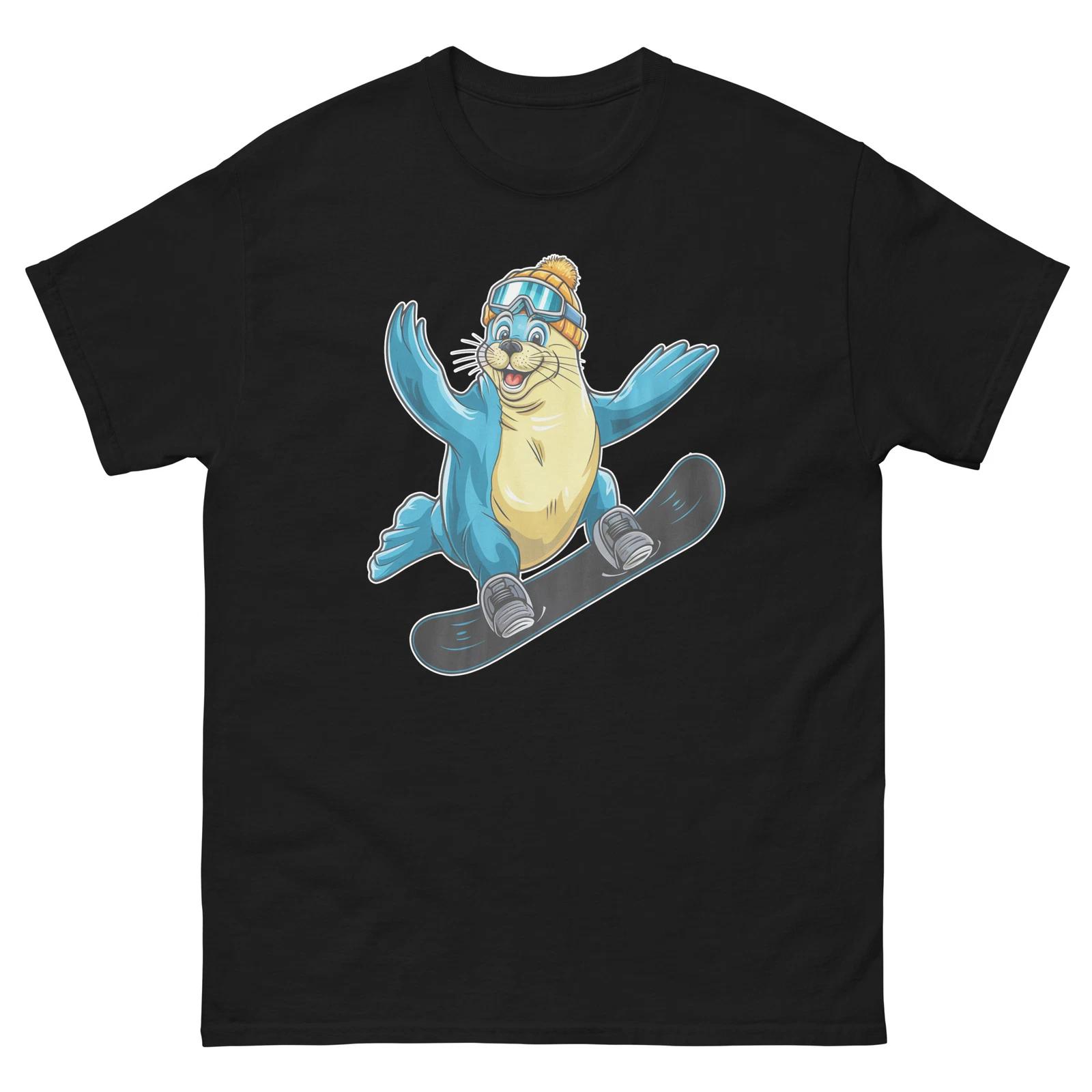 Seal Snowboarding Fun Cartoon Snowboarder Shirt T-Shirt 3XL