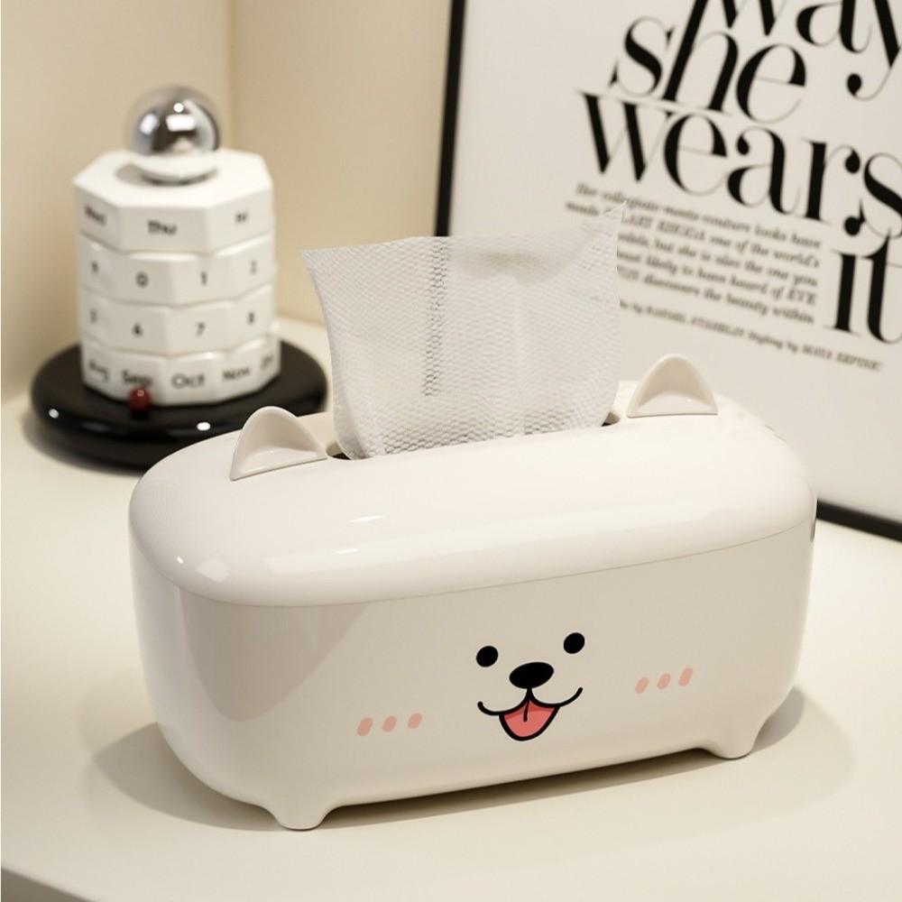 Cartoon Animal Tissue Box Non-Slip Base Large Capacity Napkin Container Thickened Space Saving Paper Towel Holder Desktop Use