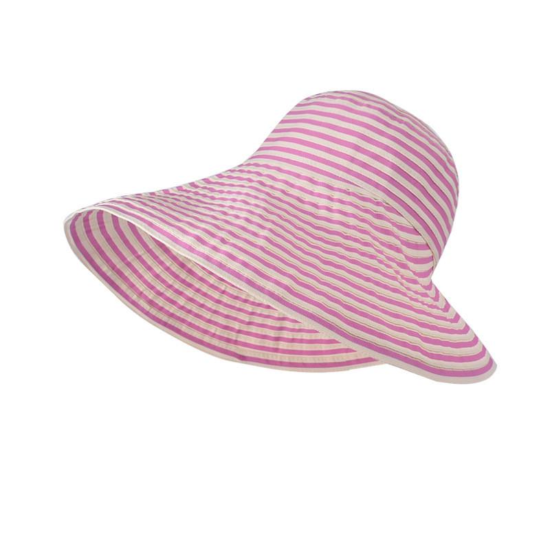 Summer Striped Wide Brim Fisherman Hat With Sun Protection For Women Outdoor Fashion