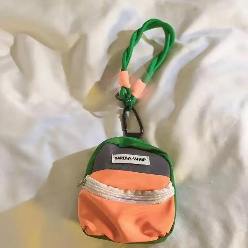 Trendy Colorful Soft Small Backpack with Coin Purse, Hand Strap & Contrasting Color Lanyard Pendant
