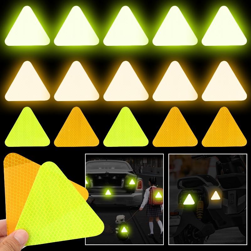 1-10Pcs Reflective Stickers Night Light Safety and Warning Triangle Reflector Rear Light Sign Strips Auto Exterior Accessories