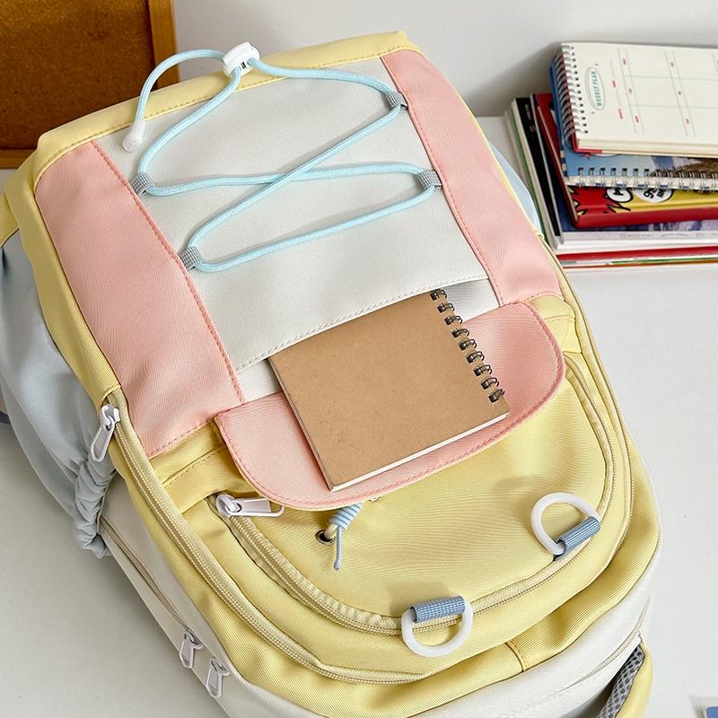 Contrast Color Student Bag Junior High School Student Backpack Women's Travel Lightweight Backpack