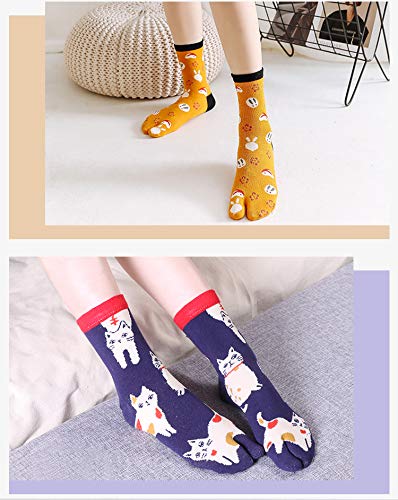 2 Toe Hard to Take 2 Toe Odor One Size Fits Mid Sweat Quick Drying of 5 Pairs in 5 [MgDa] Women's Socks, Off, Socks, Breathable, Resistant, Tabi,
