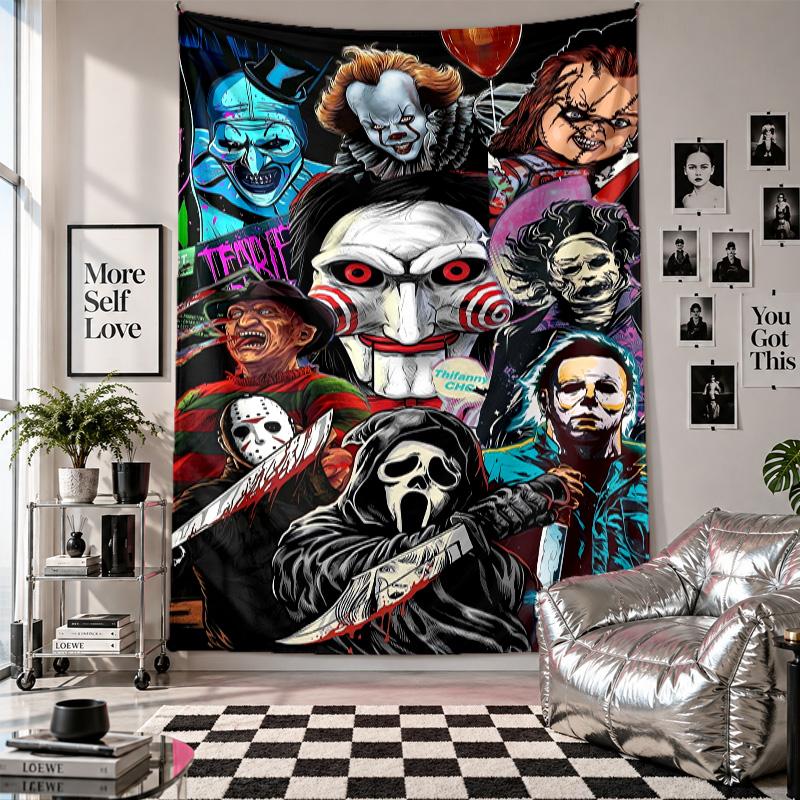 WandteppichTerrifier Art the Clown Kunst Hängendes Tuch Dekorative Hintergrundabdeckung für die Raumdekoration