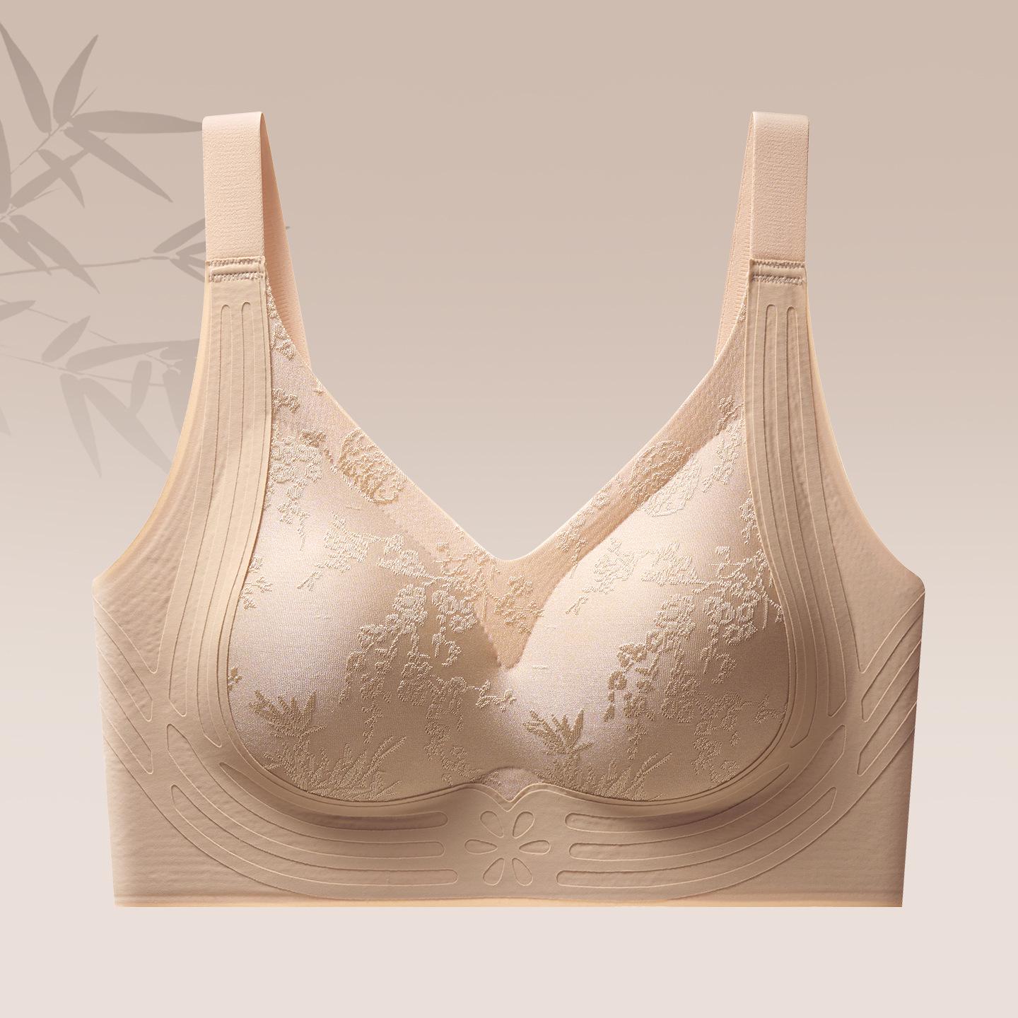 

Wire-free Chinese Style Pilates Bra - Soft Support, Push-up Lift, Anti-sagging, Seamless Comfort, Side Boob Coverage for Women 2XL [150-165 lbs]