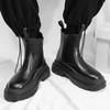 Fashion 2024 Split Leather Chelsea Boots for Men Platform Ankle Boots Male Thick Bottom Motorcycle Boots Spring Mens Chunky Casual Shoes
