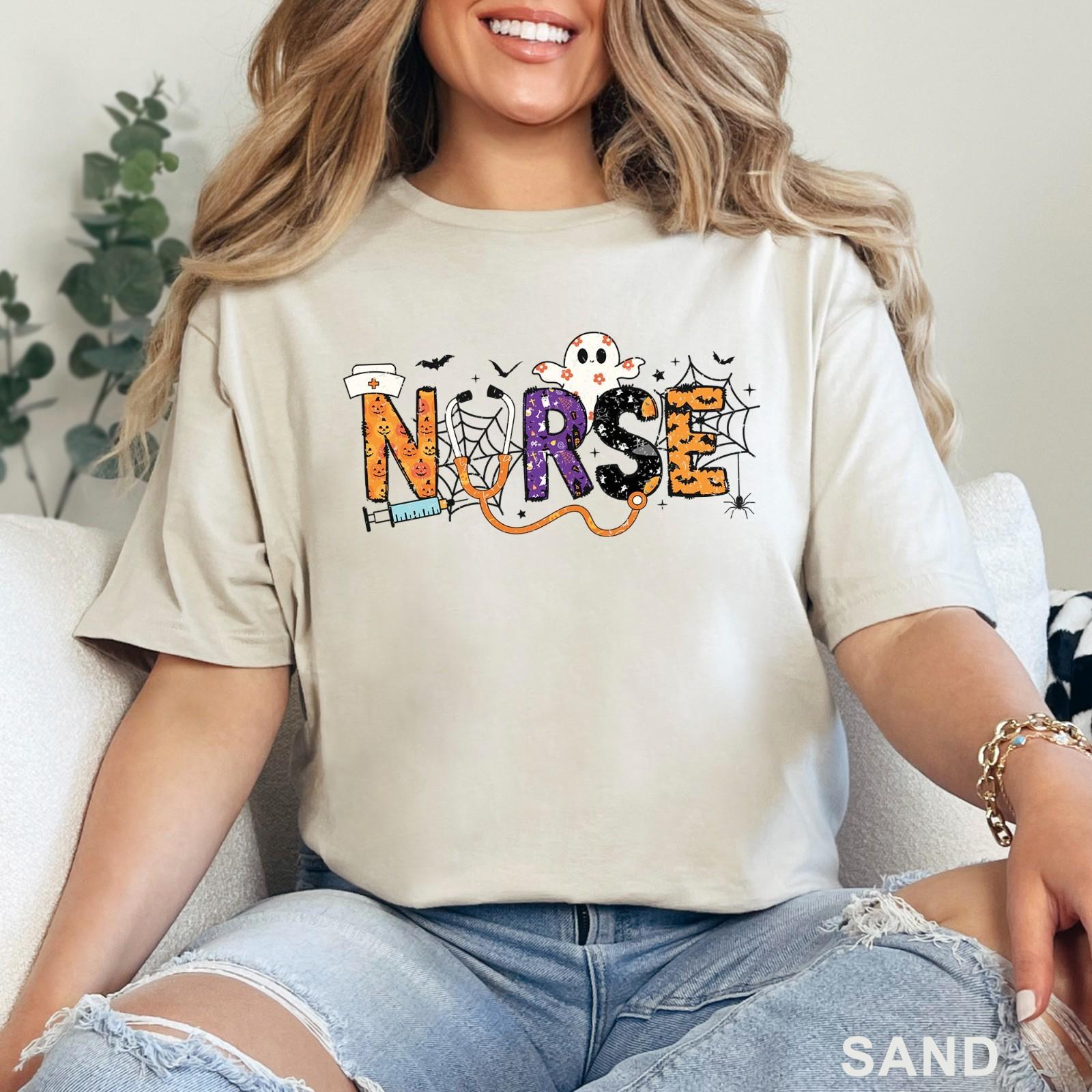 Halloween Ghost Nurse Shirts, Nurse GhosT Shirt Mens Womens Tees Top, Nurse halloween Shirt, 202206 M