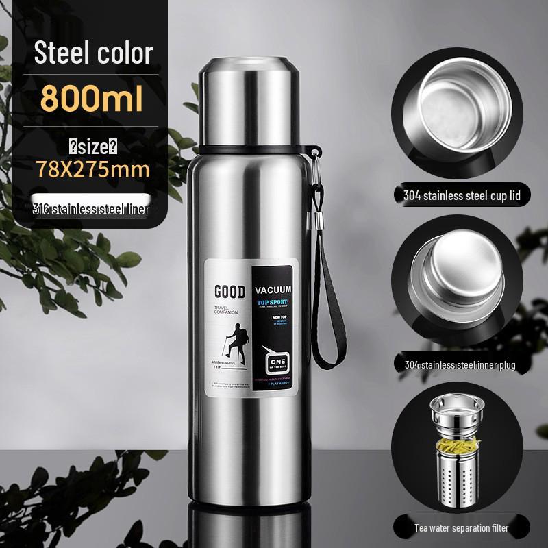 316 Stainless Steel Insulated Travel Flask - Large Capacity & Portable for Outdoor Use