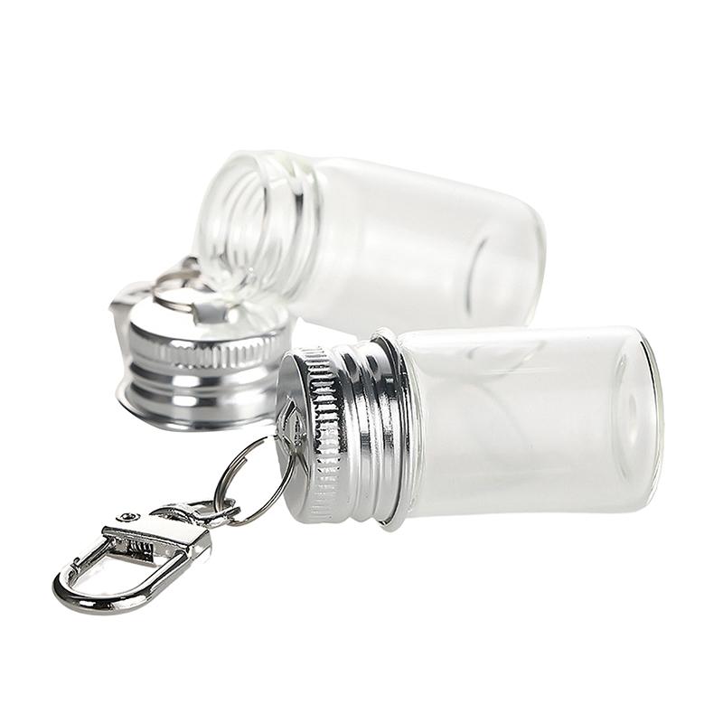 7/10Ml Storage Bottle With Love Keychain Transparent Glass Bottles Aluminium Cap Empty Jars Liquid Containers Dispenser Decor
