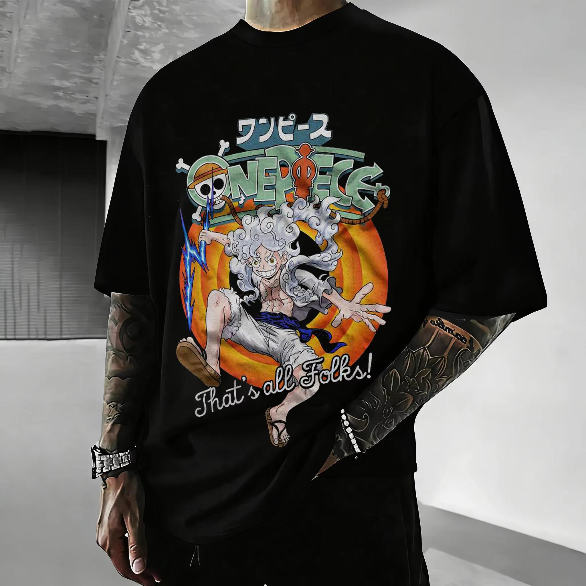 

2026 New The FiveArmor Style Printed Tshirt for Male and Female with Roadreds Design from the One Piece Anime S разноцветный