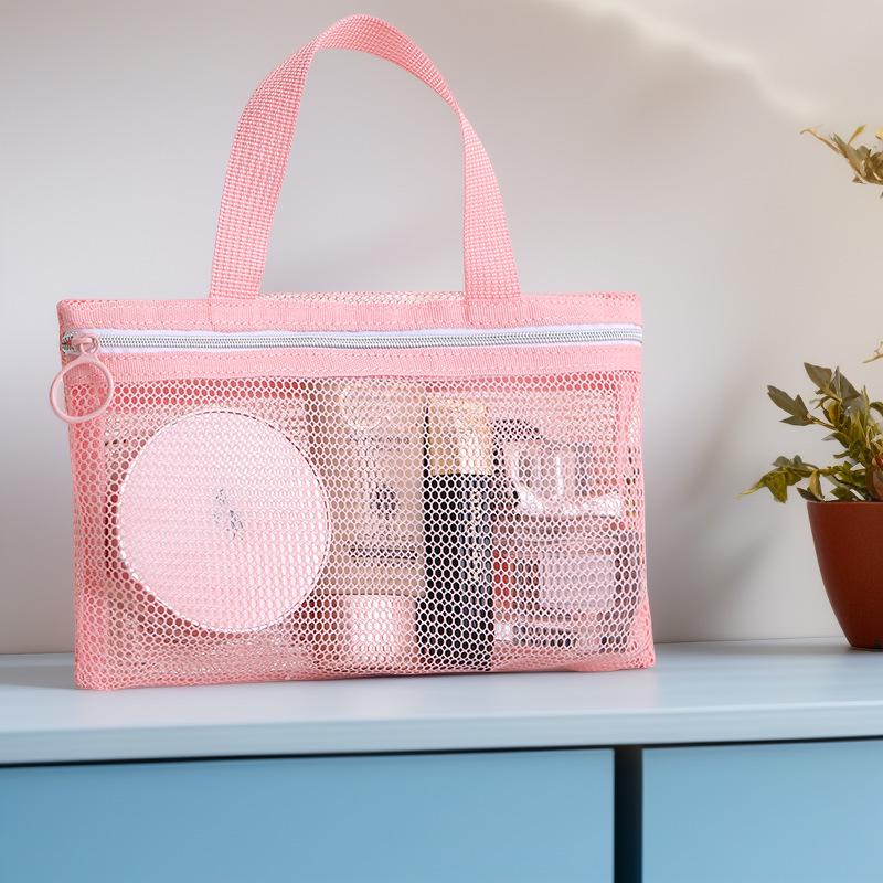 Multifunctional Mesh Beach and Makeup Bag with Multi-Pockets
