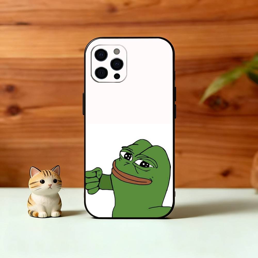 Sad Funny Frog Meme Phone Case For iPhone 17,16,15,14,13,12,11 Plus,Pro Max,XS,Soft Silicone Black Cover