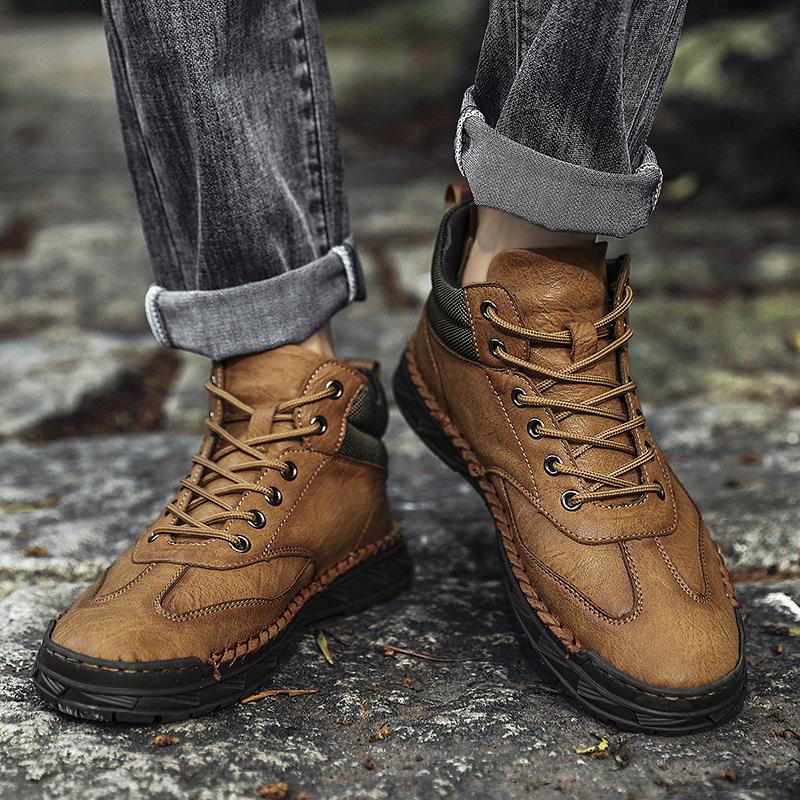 Pánské Ručně vyráběné Neformální boty Venkovní vysoké boty Gumová podešev Velká velikost Pánské boty 38-48