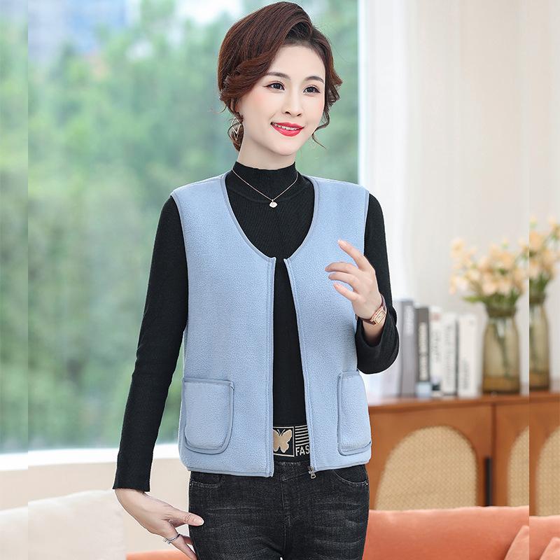 Neue Herbst- und Winter-Fleeceweste warme Jacke für Frauen mittleren und höheren Alters mit Fleece große Größe Weste