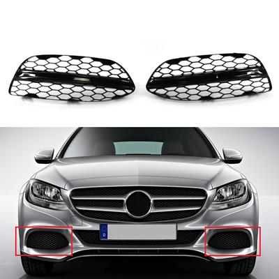 Rejilla decorativa para faros antiniebla delanteros de coche, color negro, con malla hexagonal deportiva, para Mercedes Benz Clase C W205 2058851223