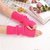 Long Fingerless Gloves Knitted Arm Sleeves Stretchy Arm Cover Thumb Hole Mittens