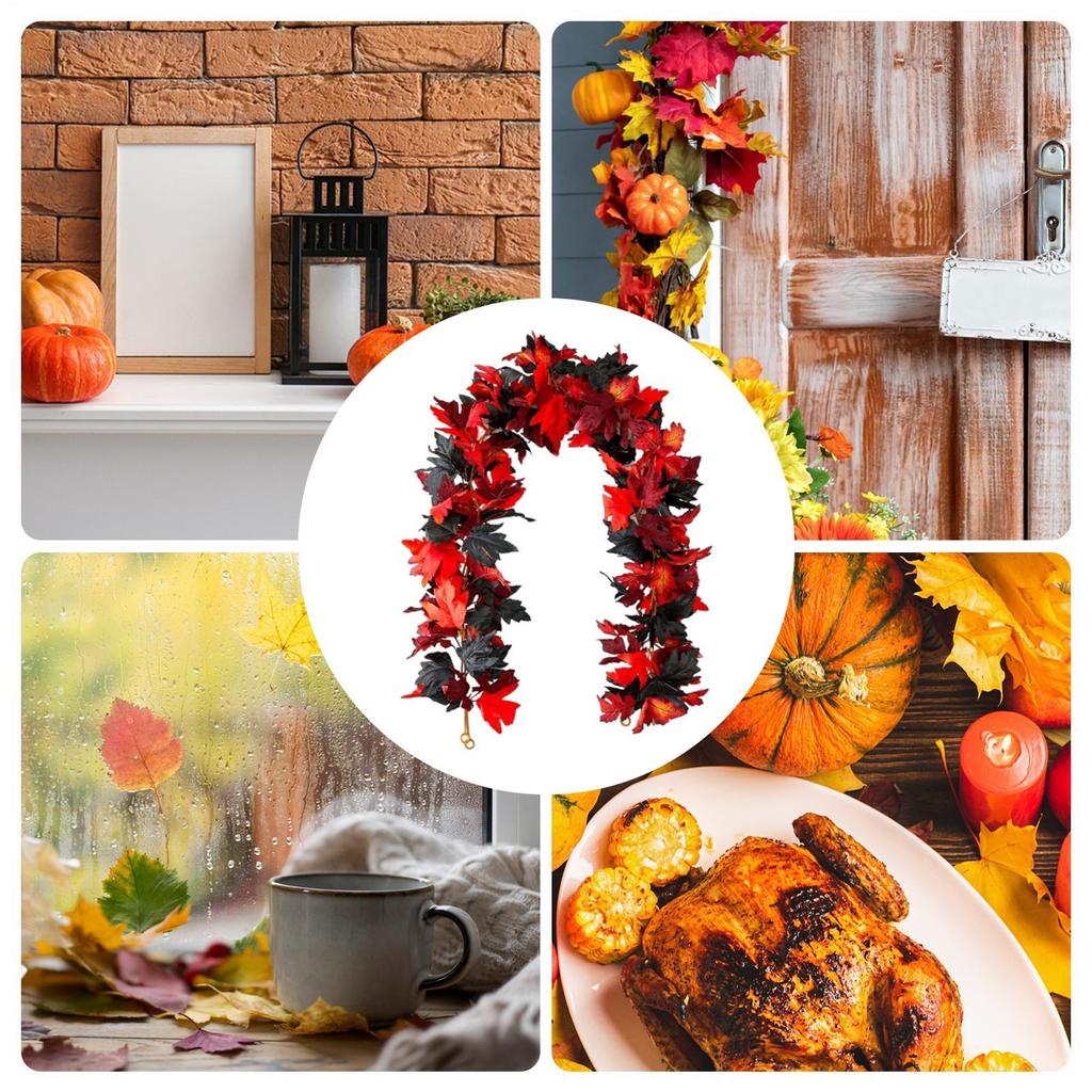 175CM Herbstlaub Girlande Simulierte Ahornblätter Rattan Kreative Herbstdeko für Thanksgiving, Halloween, Hochzeiten & Festival