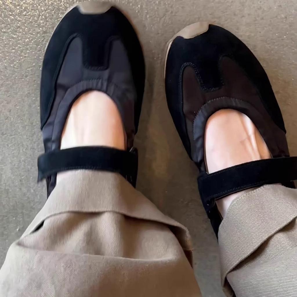 Sheepskin version! 2025 new niche German training Forrest Gump shoes ballet Velcro sports platform Mary Jane shoes women