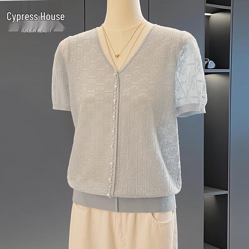 

Women s V-Neck Lyocell Knit Short-Sleeve Top XL