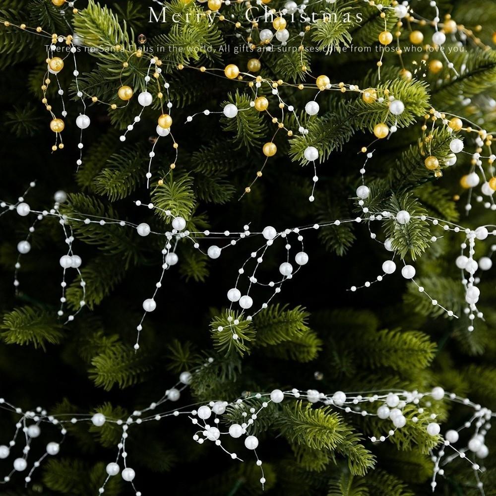 White Gold Christmas Tree Beads Chain Branch Garland Crystal Curtain  Home New Year Decor