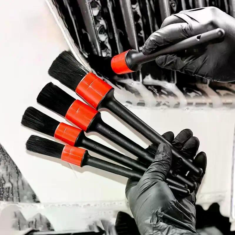 5PCS Car Detailing Brush Set Premium Fiber Multifunction Cleaning Brush For Cleaning Wheels Engine Interior Air Vents Wash Kit