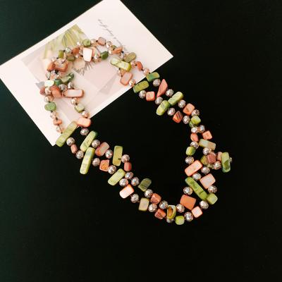 Bohemian Double-layered Sweater Chain, Irregular Colorful Beaded Long Necklace, Vintage Light Luxury Collarbone Chain