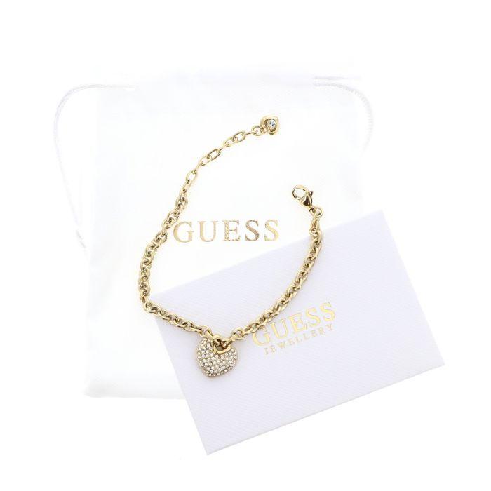 GUESS Bracelet doré pour femme - Crazy In Love Heart Pave Bracelet S Yellow Gold 307455