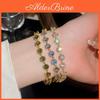 Retro Style Gold Plated Zircon Geometric Ladies Wristband For Daily Wear Gift
