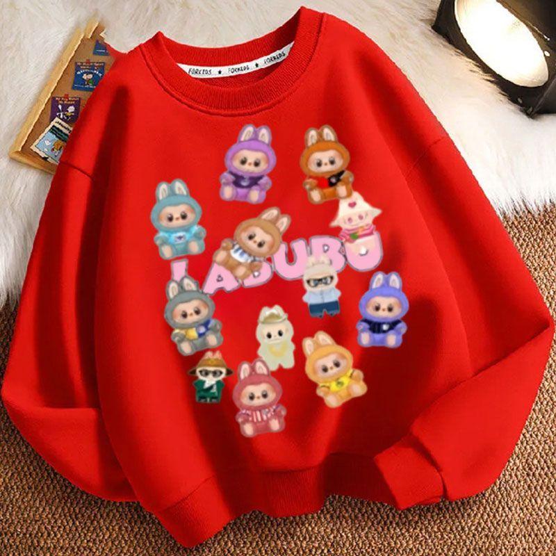 Moletons Fofos de Gola Redonda para Crianças, Moletons Casuais de Manga Comprida da Moda para Meninos e Meninas na Primavera e no Outono