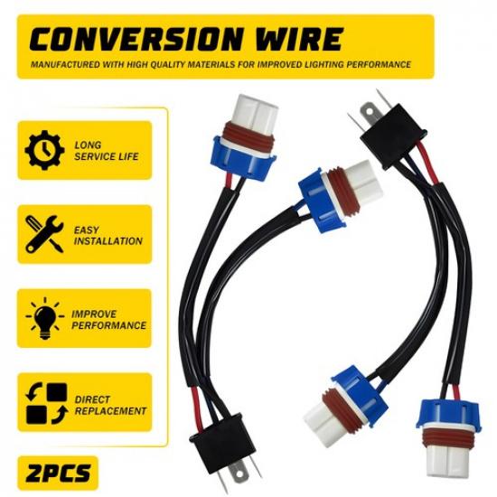Conversion Wire 9003 H4 TO 9005 9006 Two Harness Head Light Bulb Socket Lamp