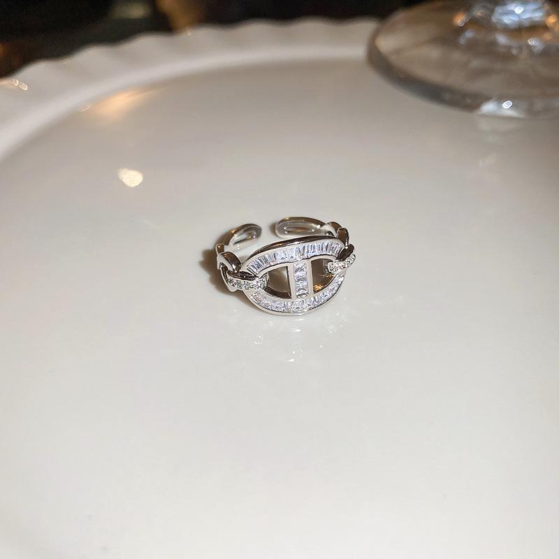 Zirconia Diamond Geometric Heart Open Ring - Fresh High-end Jewelry for Index Finger