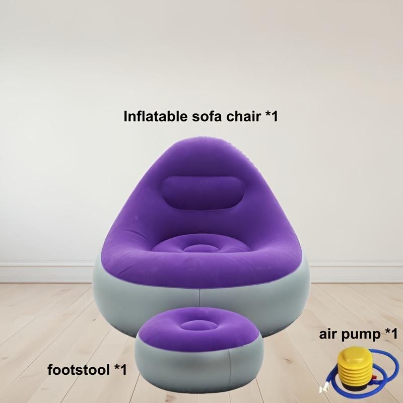 

Потовщений надувний шезлонг з підставкою для ніг та насосом, складаний диван-шезлонг для дому та вулиці фіолетовий
